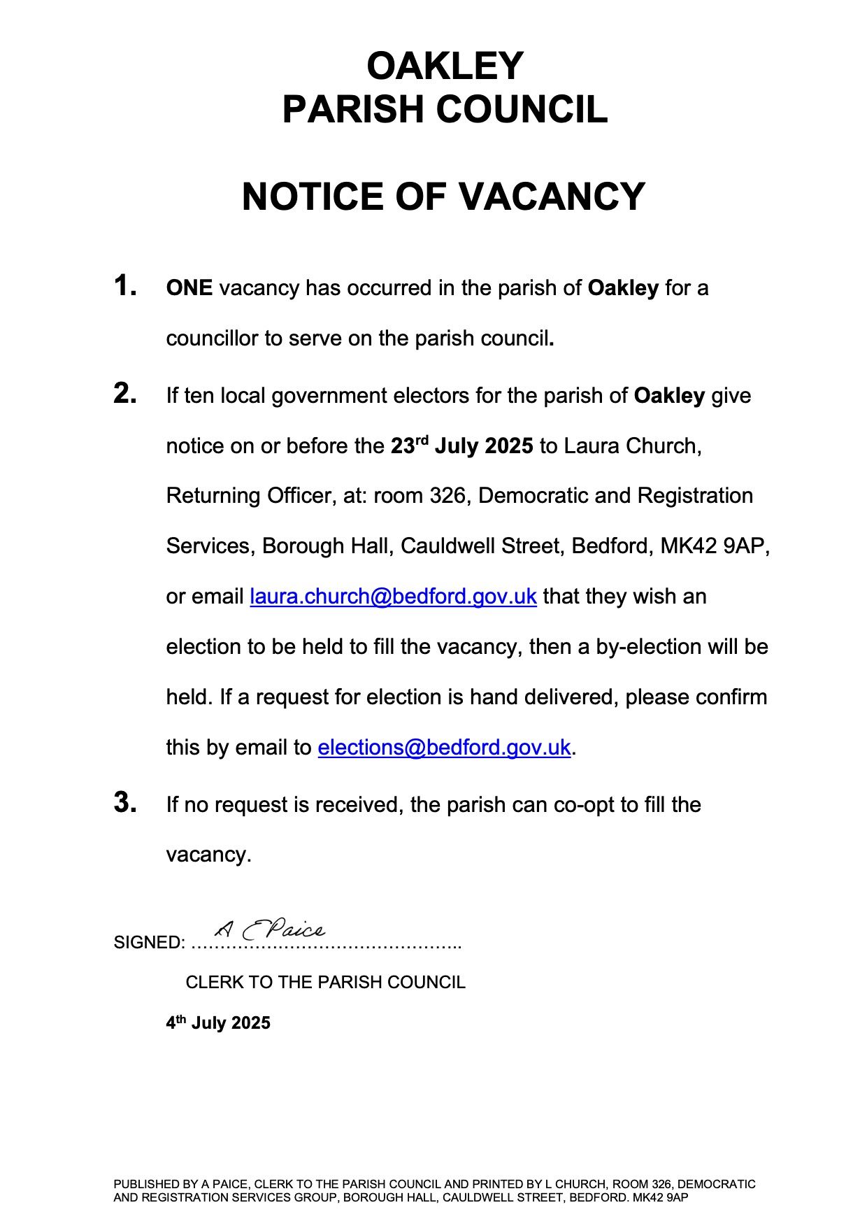 Notice of Casual Vacancy - Oakley Parish Council 04.07.25[4].jpg