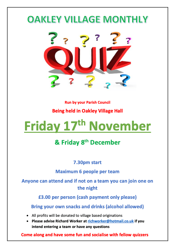 OAKLEY VILLAGE QUIZ POSTER FOR NOTICEBOARDS NOVEMBER '23.png